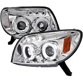 Dual Halo Projector Headlights (Chrome Housing/Clear Lens) Made for and Compatible with 2003-2005 Toyota 4Runner