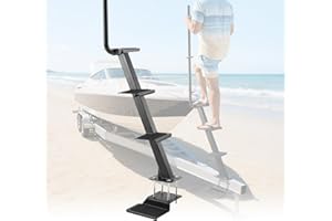 VEVOR Boat Trailer Steps, 4-Step, Heavy-Duty Boat Trailer Steps with Handle, Non-Slip Surface, 3 Mounting Angle Options, Carb