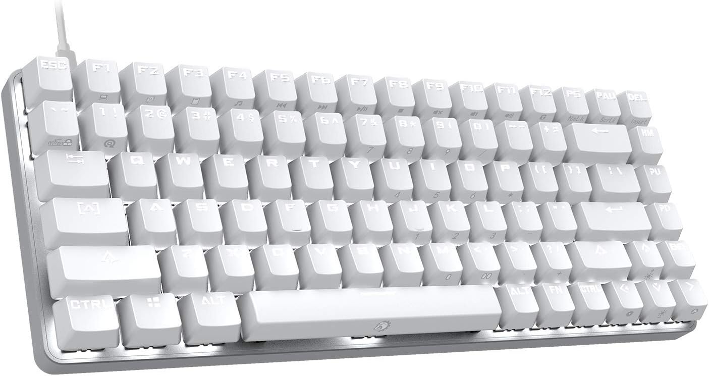 DREVO Excalibur 84 Cherry MX Mechanical Gaming Keyboard Full Metal White LED Backlit (Cherry MX Blue Switch, White)