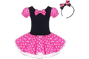 IBTOM CASTLE Toddler Girl Polka Dots Party Fancy Costume Tutu Dress up Dance Leotard Gymnastic Cosplay Cartoon Ear Headband