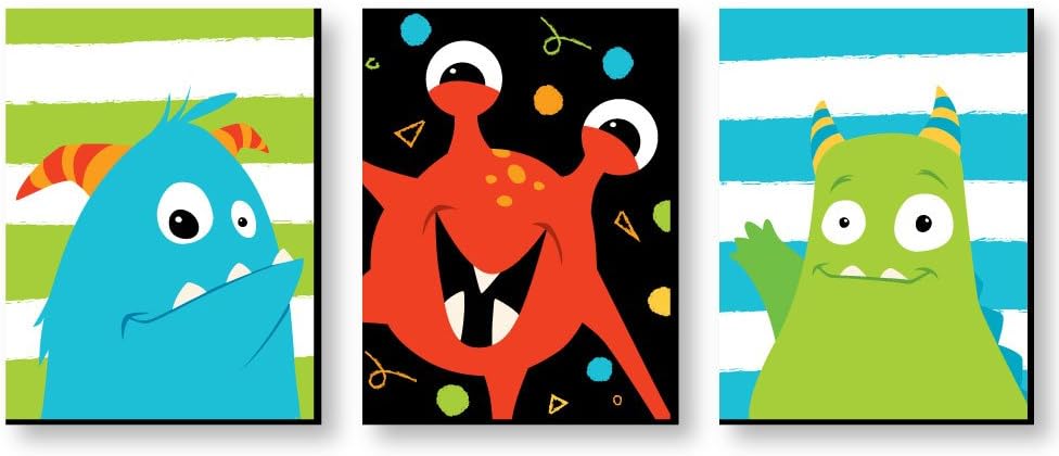 Big Dot of Happiness Monster Bash - Nursery Wall Art and Kids Room Decorations - Gift Ideas - 7.5 x 10 inches - Set of 3 Prints