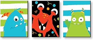 Big Dot of Happiness Monster Bash - Nursery Wall Art and Kids Room Decorations - Gift Ideas - 7.5 x 10 inches - Set of 3 Prints
