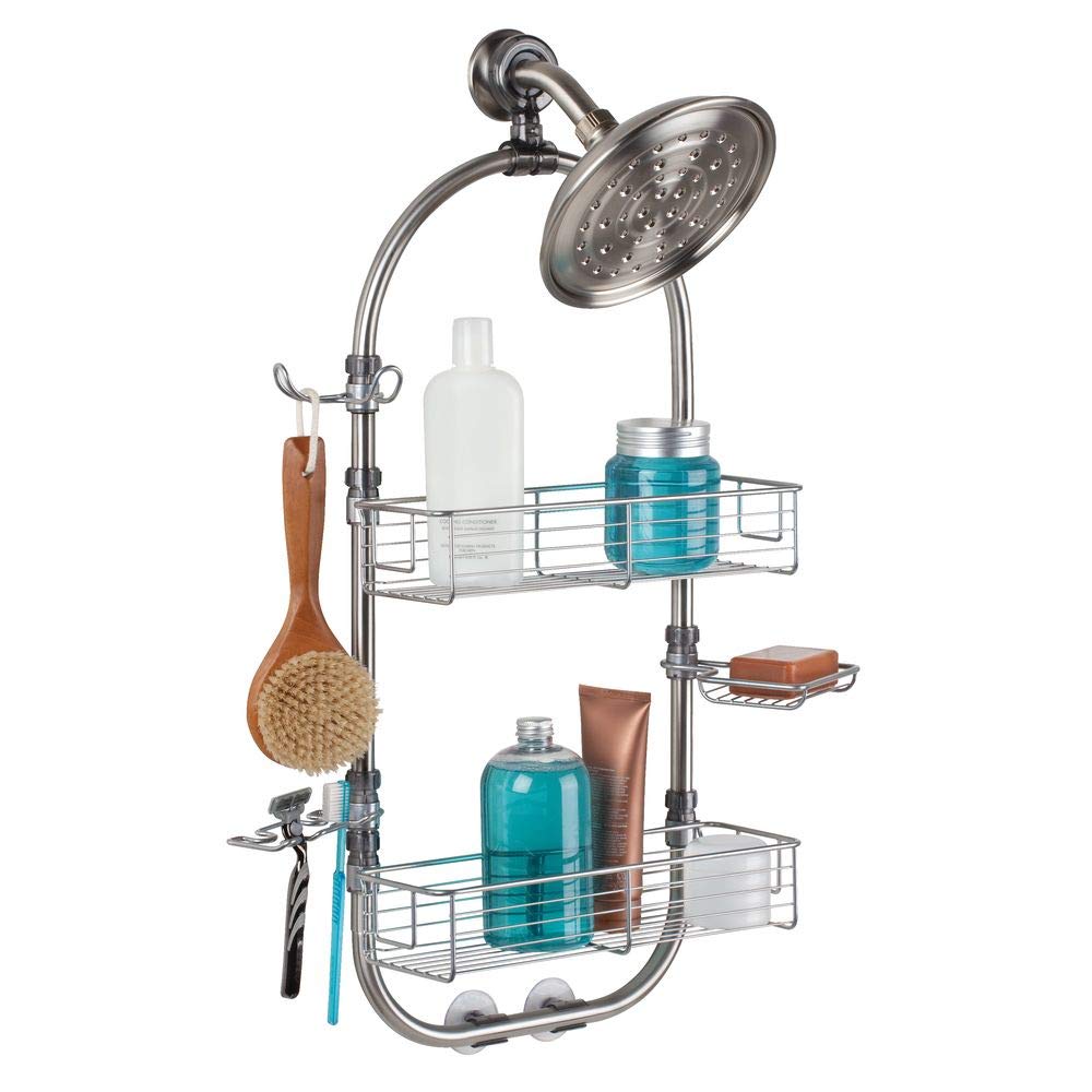 iDesign Forma Brushed Stainless Steel Hanging Shower Organizer, 18.7" x