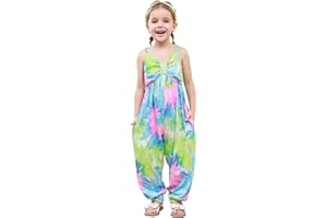 YOUSIE Baby Toddler Girl Romper Sleeveless Jumpsuit Summer Outfit Adjustable Pants with Pockets 1-5 Years