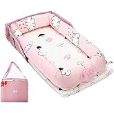 Loevin Baby Lounger for Newborns & Infants 0–24 Months, 100% Cotton Breathable Infant Support Cushion with Adjustable Size, Portable Baby Nest for Home and Travel, Baby Shower Gift (Rain Cloud)