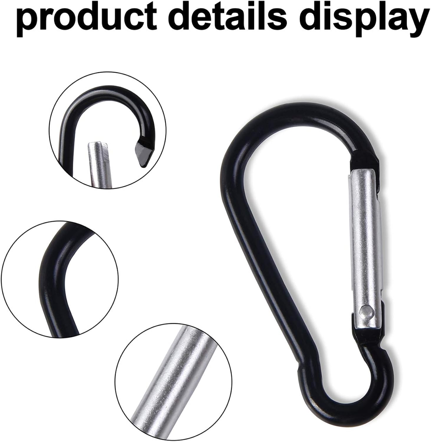 UPINS 100 Pcs New Design Black Aluminum Keychain Carabiner Spring Clip D Shape Hook Durable Sport Accessories for Outdoor Home RV Camping Hiking Traveling Backpack: Clothing