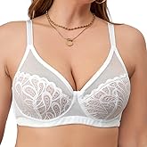 Cotton Whisper Plus Size Women's Push Up Underwire Lace Bra Everyday Wear
