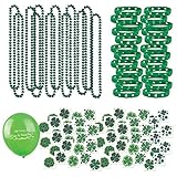 109 Piece Mega St Patrick's Day Toy Novelty Assortment; 12 Shamrock Necklaces, 24 Rubber Shamrock Bracelets, 72 St Patrick's Tattoos + BONUS Gift Boutique Happy St Patrick's Day Balloon!!