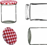 Offer Shop 190ml Glass Jam Jars with Red Gingham Lids - 8 Set view 4