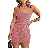 Acelitt Summer Dresses for Women 2025 Casual Spaghetti Strap Wrap Mini Dress Beach Sundress