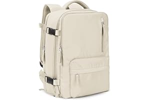 VGCUB Large Travel Work Business Backpack Carry on flight Approved 17 Inch Laptop Backpack for Women Men with Laptop Compartment Mochila de Viaje,Beige