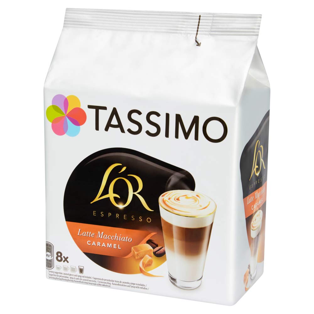 Tassimo L'OR Latte Macchiato Caramel Coffee Pods (Pack of 5, Total 80