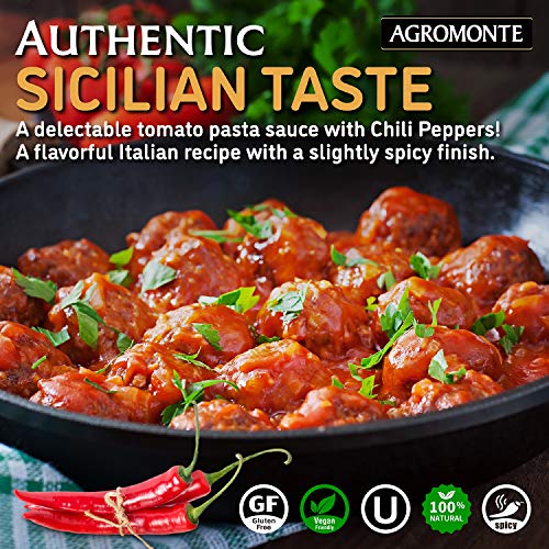 Agromonte Authentic Italian Cherry Tomato Pasta Sauce (Arrabbiata)- Taste of Italy Gourmet Foodie and Chef Gift - Certified Kosher, Gluten-Free, All Natural, Spicy Sauce 9.17oz (single)
