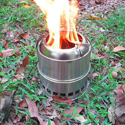 Zhongmei Besplore Portable Wood Burning Stove Camping Stove Stainless Steel Backpacking Stove for Picnic BBQ Camp Hiking