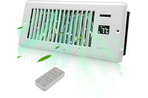 SANYCASA Register Booster Fan 4" x 10" with High-Precision Thermostat Control - Quiet AC Vent Booster Fan - Improved Air Flow for Better Indoor Heating and Cooling - Upgrade Vent Fan Booster White