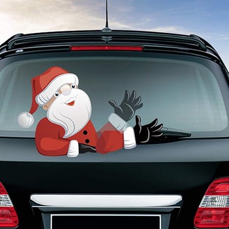 Amazon Autone Christmas フロントガラス 装飾ステッカー かわいいサンタクロース 揺れる車 フロントガラス ワイパー デカール ステッカー 取り外し可能なpvcステッカー 車のウィンドウ装飾 おもちゃ おもちゃ