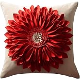 OiseauVoler Decorative 3D Sunflower Throw Pillow Covers Handmade Accent Pillowcases Cushion Covers for Home Sofa Car Bed Room Decor 18 x 18 Inch Reddish Orange