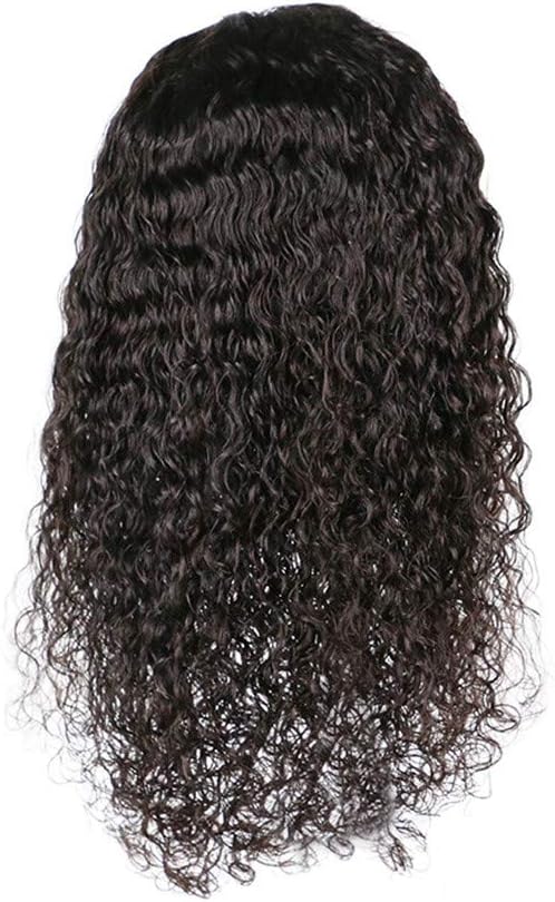 Lace Front Bob wigs 20" human hair with baby Hair Brazilian Deep Wave Wet and Wavy human hair Afro wigs for Black Women (Black)