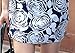 Women's Summer Short Sleeve Casual Floral Printed Loose Blouse Tops T-Shirts (Dark Blue)