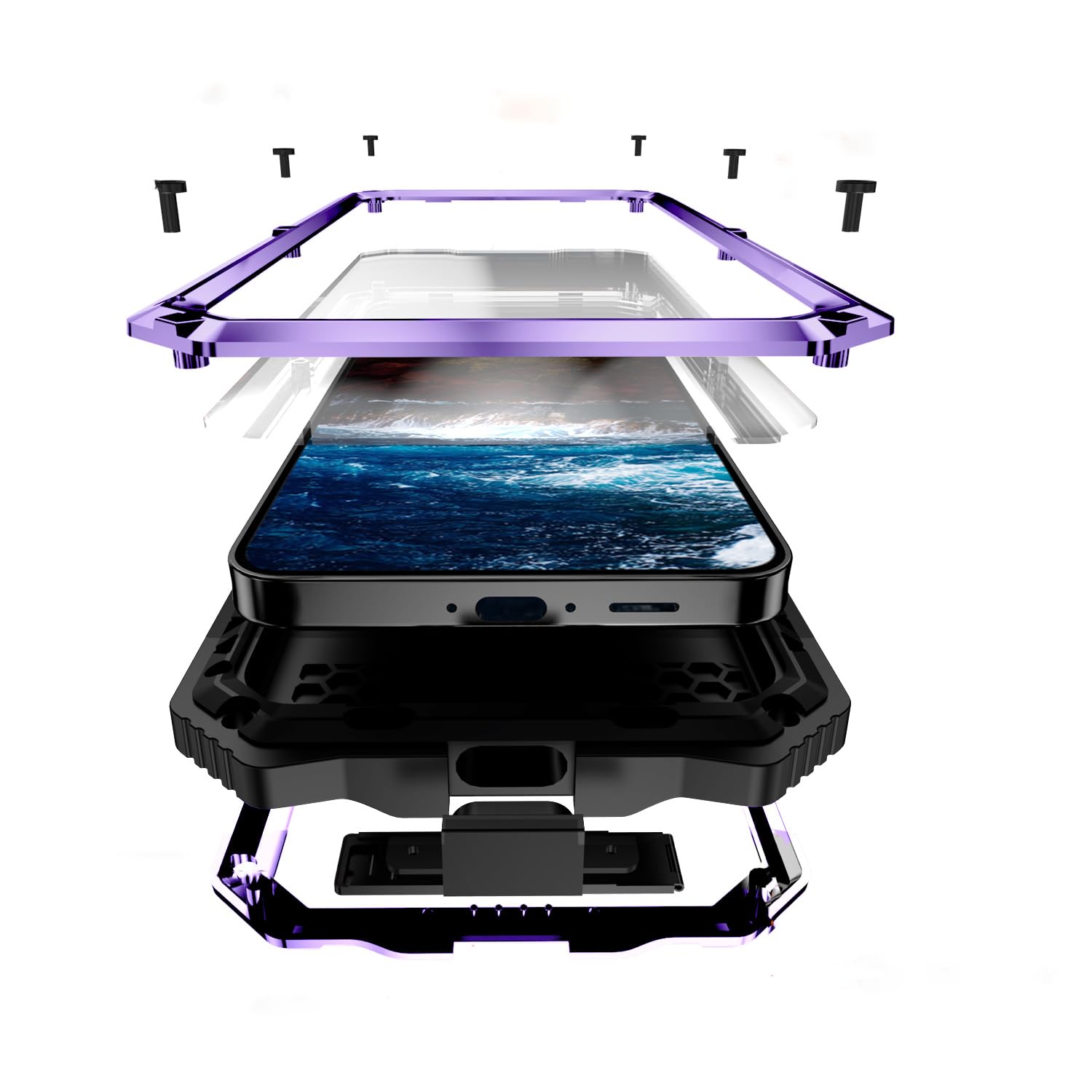 Photo 1 of Lunivop Compatible with Samsung Galaxy S24 FE Case Metal Heavy Duty Phone Case para Built-in Screen Protection Full Body Protective Dust Proof Military Grade Rugged 2024 Purple