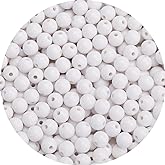 BONNY BOXX 200PCs 10MM Smooth White Acrylic Round Beads, Plastic Resin Bubblegum Balls Chunky Gumball Beads for Necklace and Bracelet Making, Crafting Supplies