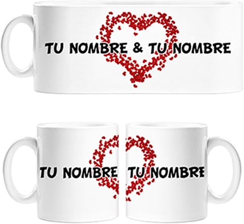 Diver Tazas Taza Corazones Para Parejas Enamoradas Personalizable Con Nombre Ceramica Amazon Es Hogar