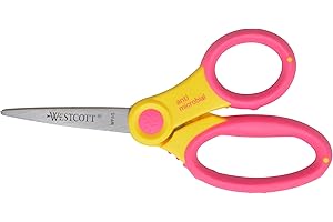 Westcott 14597 Right- and Left-Handed Scissors, Soft Handle Kids' Scissors, Ages 4-8, 5-Inch Pointed Tip