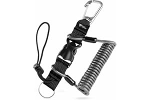 Rogue Endeavor Dive Clip, Stainless Steel,Split Ring & Clip Lanyard,Quick Release Buckle,36" Steel Core, Cameras/Lights/Tools