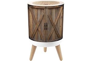 Small Trash Can with Lid Western Rustic Wooden Barn Doors Natural Brown Wood Texture 1.8 Gallon Dog Proof Trash Can Round Was