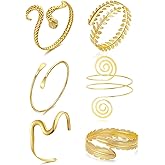 COLOYAN 6 PCS Arm Cuff Jewelry for Women, Arm Bracelet Upper Arm, Gold Arm Cuff Bangle Band Adjustable Armband Set