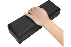Merterfly Arm Rest for Nails, Pebbled Grain Leather Nail Pillow Hand Rest for Nail Tech Acrylic Nails, Sturdy Manicure Cushion Holder for Nail Salon and Home Use (Black)