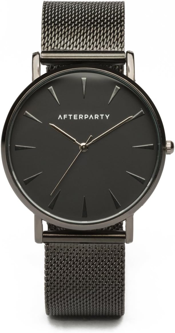 Afterparty City Black Mesh Watch - Black Stainless Steel Mesh Strap - Simple, Minimalist Style Watch