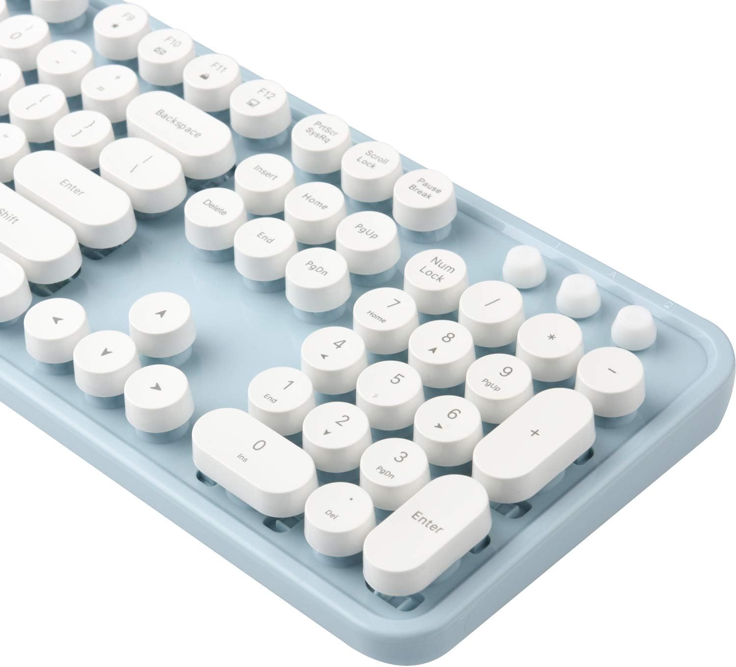 UBOTIE Colorful Computer Wireless Keyboard Mouse Combos, Typewriter Flexible Keys Office Full-Sized Keyboard, 2.4GHz Dropout-Free Connection and Optical Mouse (Blue-White): Computers & Accessories