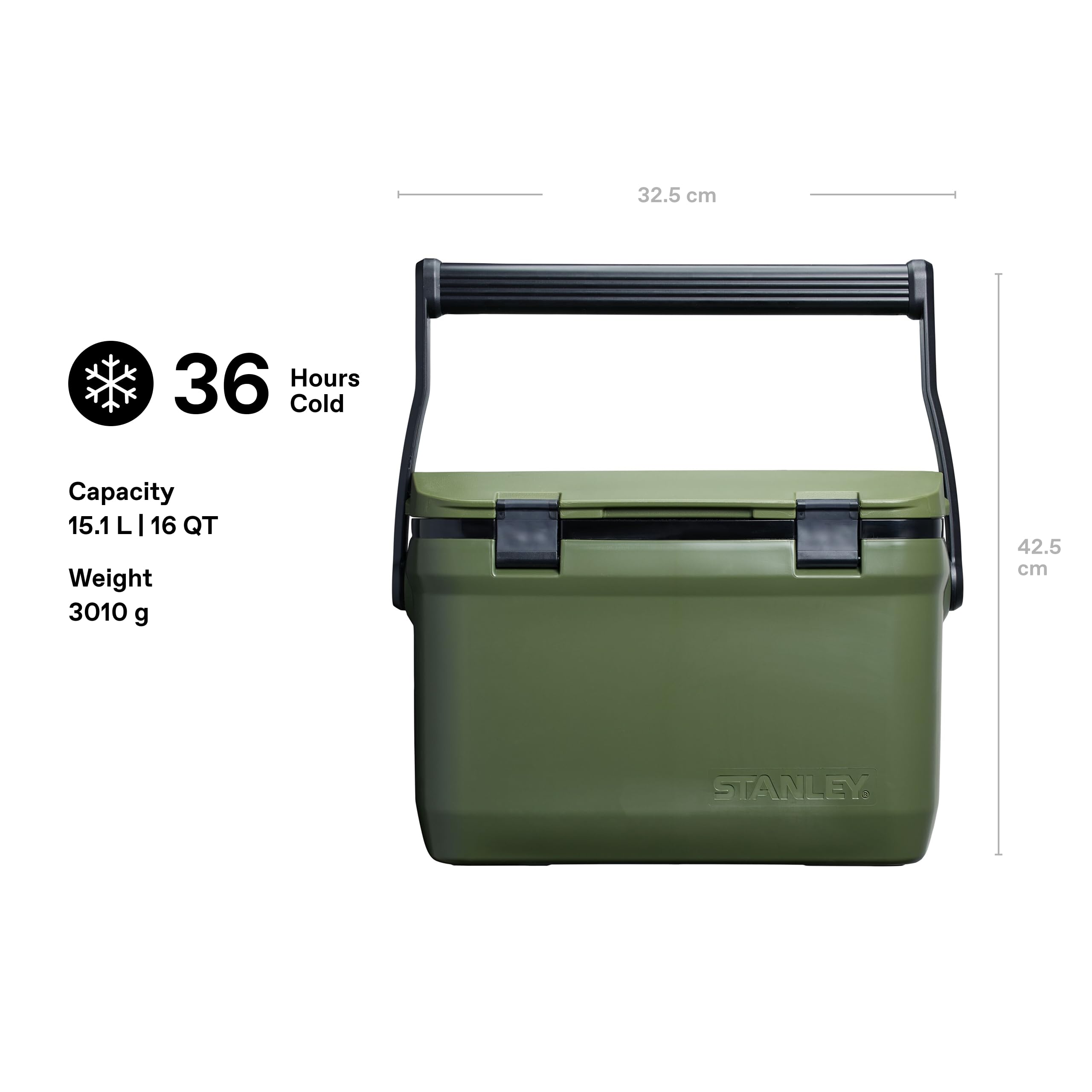 Stanley Adventure Outdoor Cooler 15.1L - Camping Kühlbox - BPA-Frei - Deckel fungiert auch als Sitz - Robuste Isolierbox ohne Strom - Auslaufsicher - Dried Pine 2