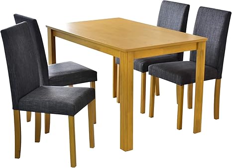 Amazon Doris ダイニングテーブル 4人用 ダイニングテーブルセット 5点セット 幅1cm 天然木 ダイニングテーブル チェア 4人掛け 組立式 ナチュラル レベッカ5点 ダイニングセット オンライン通販