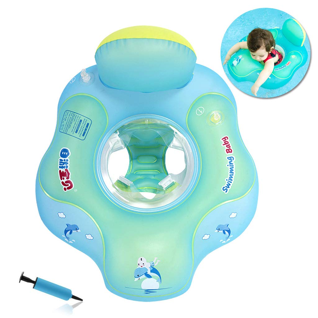 HONGCI Baby Swimming Float Safe Seat, Newborn Baby Learn to Swim Inflatable Trainer - Inflatable Baby Pool Float, Baby Swimming Ring, Baby Swim Seat (includes an air pump) (5-18 Months)