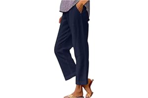 GOBUQIRAN Linen Pants Women Summer High Waisted Pants Women's Wide Leg Pants Plus Size Slacks for Curvy Women Casual Pants