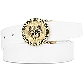 JEKIXHUA Men's Luxury Gold Tiger Buckle Cowhide Leather Dress Belt fit 44" Adjustable