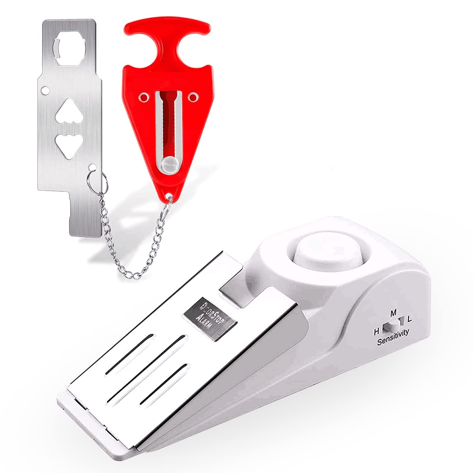 Photo 1 of KERUI Door Stop Alarm & Portable Door Lock, Dual Protection Security Door Stopper Wedge Alarm with 3 Levels Sensitivity, Door ?Security Devices for Travel Hotel Home Apartment (2 Pack)