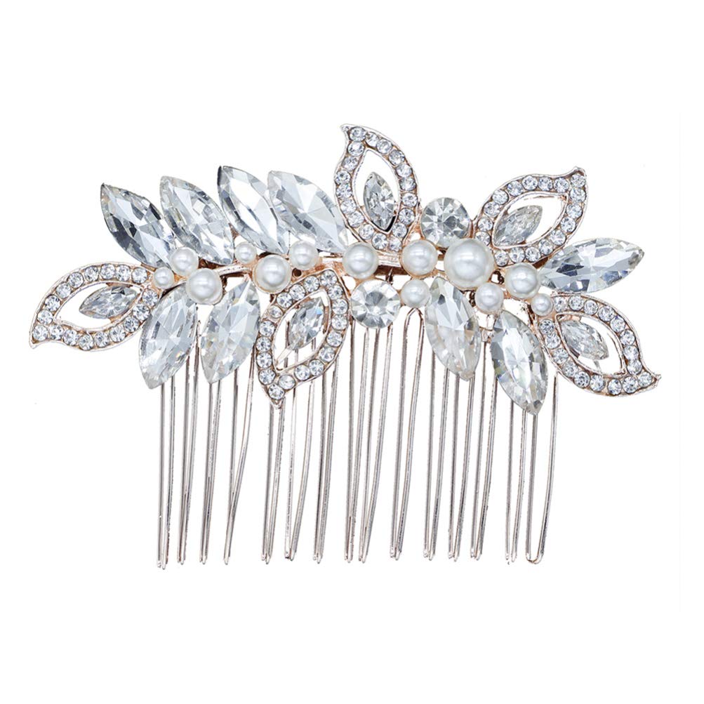 Minkissy Wedding Crystal Rhinestone Hair Comb Bride Insert Comb Bridal Headpiece Hair Accessories for Decoration Women
