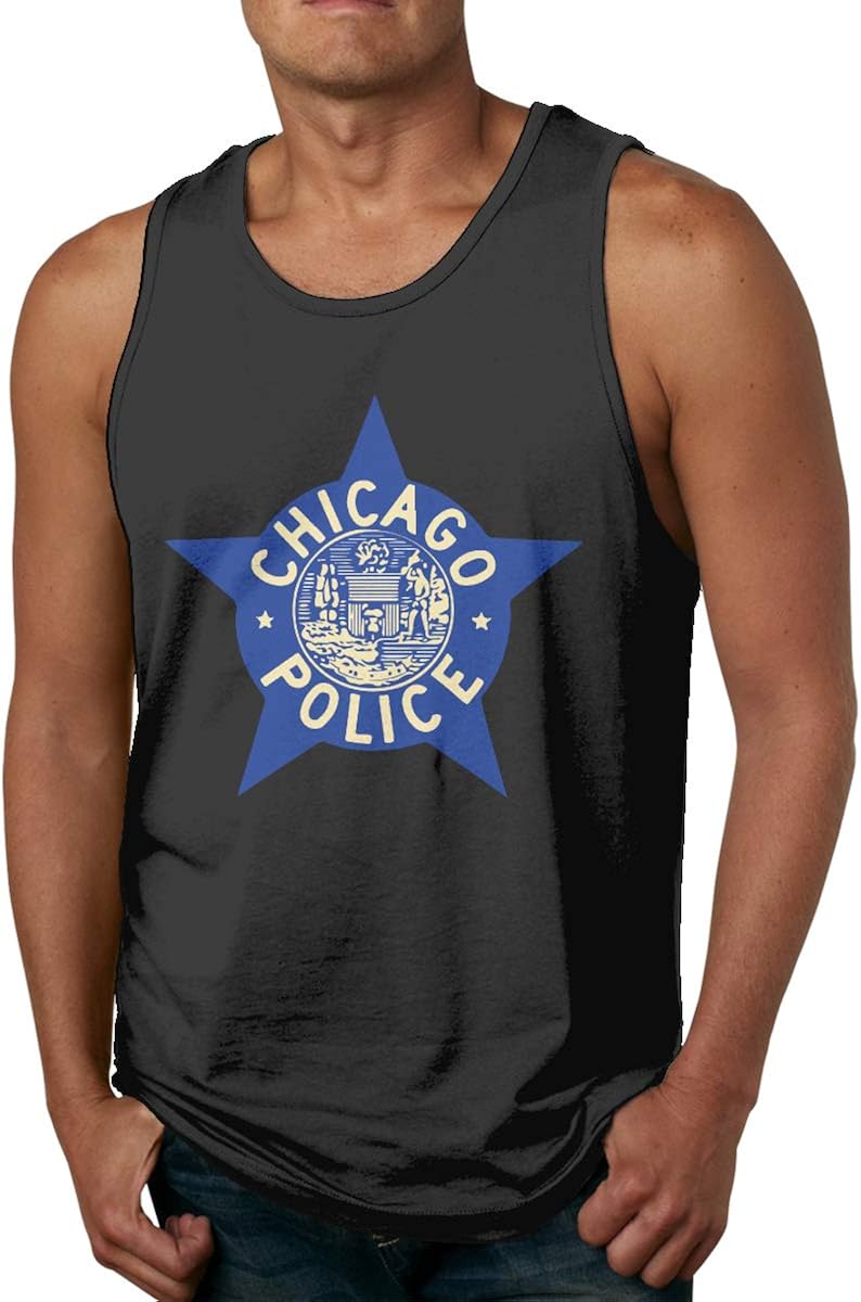 Men's Chicago Police Logo Tank Top Summer Sport Gym Tees