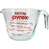 Pyrex Prepware 1 Cup Measuring Cup, Clear w/ Red Measurements (6001074) | 1-Cup Capacity | Clear Glass | Red Markings | Easy Pour Spout | Kitchen Prep | Measuring