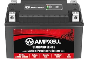 AMPXELL Lithium Motorcycle Battery YTZ14S 12V 360A 6Ah Replacement YTX12-BS Powersport, Motorcycle, ATV, UTV, Moped 4 Wheeler and Generator Battery etc.