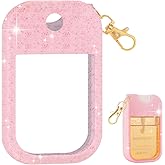 GAWBYET Hand Sanitizer Spray Case Compatible with Touchland, Silicone Hand Sanitizer Case Holder with Keychain for Power Mist and Glow Mist 1 fl oz,(Glitter Sequin Pink)