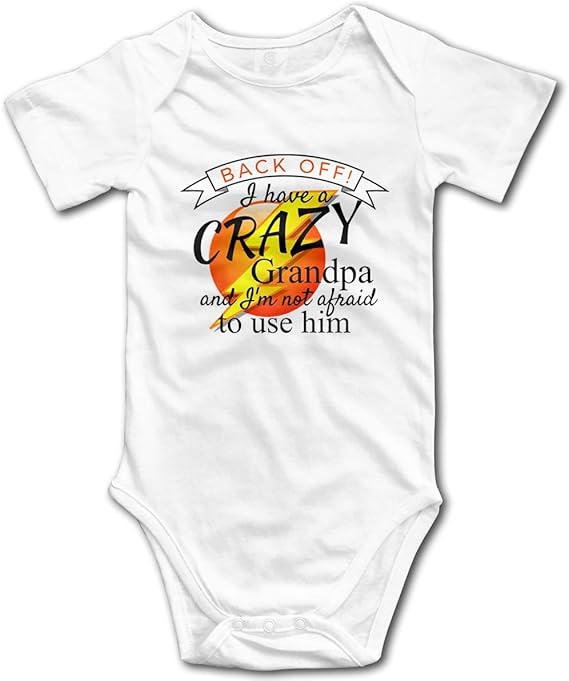 Amazon Co Jp 後退 I Have A Crazy Grandpa And I M Not Afraid To Use Him Cute Funny Baby ボディスーツ 幼児ロンパース 服 ファッション小物