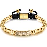 WP WEPICK 18K Gold Plated Men Bracelet Cross Clover Heart Love Star Pendant Beads Chain Link Stainless Steel Handmade Adjustable Braided Mens Gold-plated Bracelet Jewelry Gift