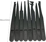 CONGGUAN 8 Pcs Plastic Anti-Static Tweezers for Electronics Jewelry Lab view 2