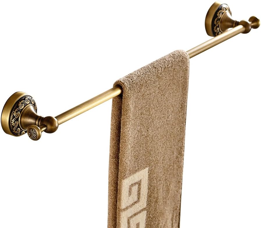 Weare Home Single Towel Bar Towel Holder Hanger Brass Construction Antique Brass Finished Wall Mounted Bathroom Accessories Retro Vintage Design