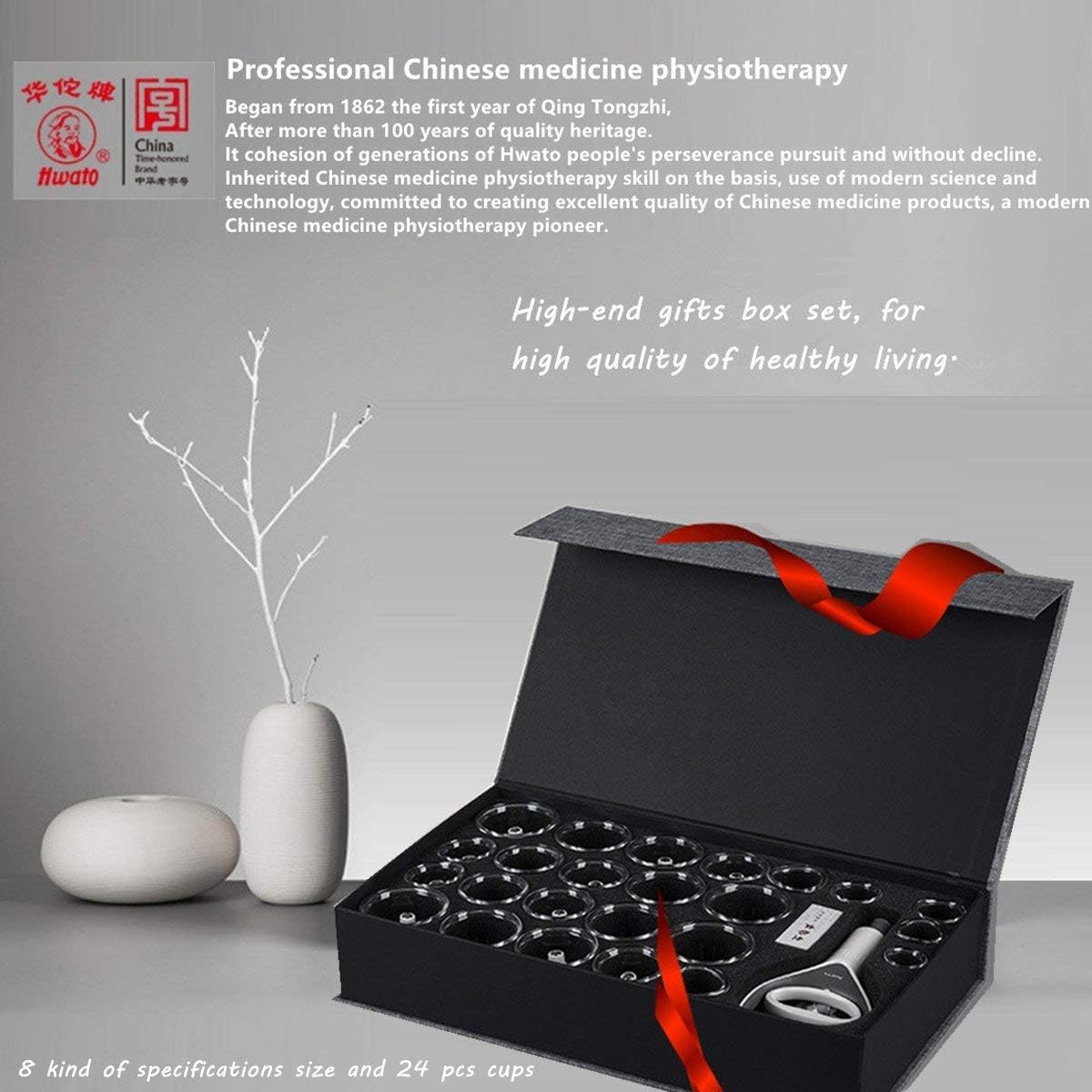 Med SPA Care Handheld Vacuum Cupping Set/Head Massager/Full Body Massager/Best Fat Burnersr- Chinese Ancient Acupuncture Therapy for Back Pain, Lose Belly Fat Fast, Value Gifts (Luxury 24-Cups Set): Sports & Outdoors