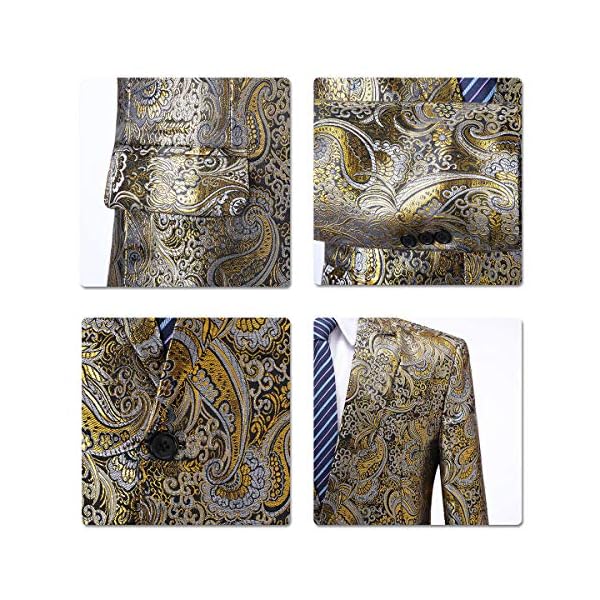 Mens Print Tux Dress Suit Jacket Slim Fit Floral Blazer Sport Coat - Image 5